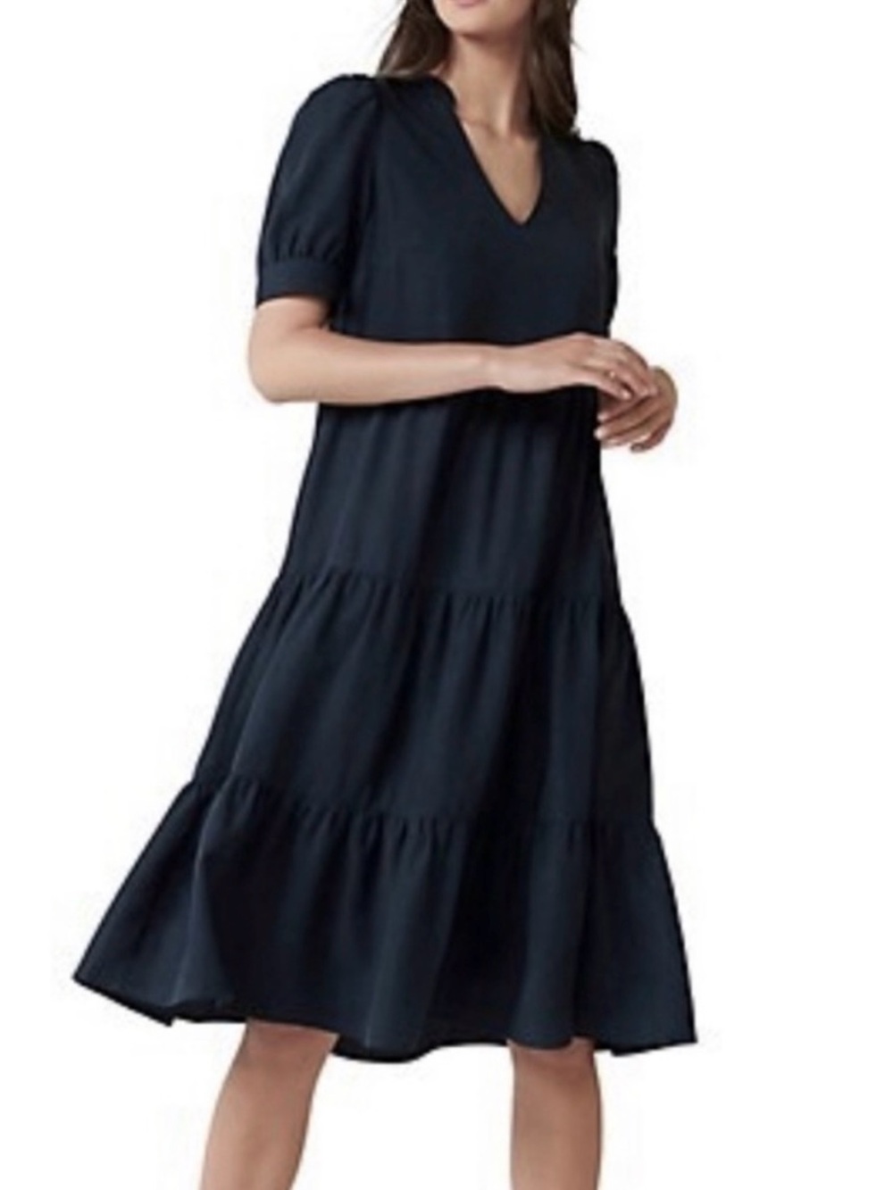 Ever New Navy V-Neck Tiered Midi Dress